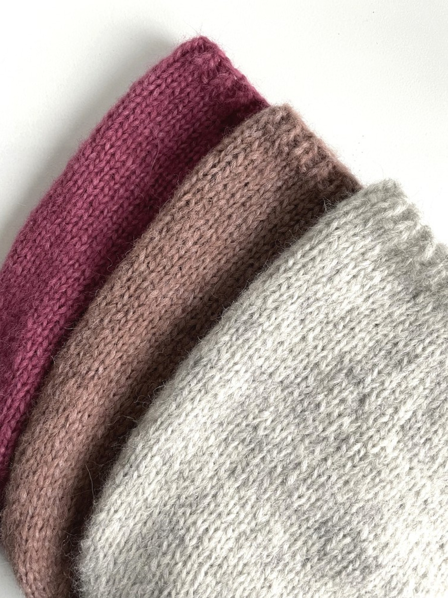 Ciepła czapka ręcznie robiona CHMURKA Alpaka 03 Perłowy Szary