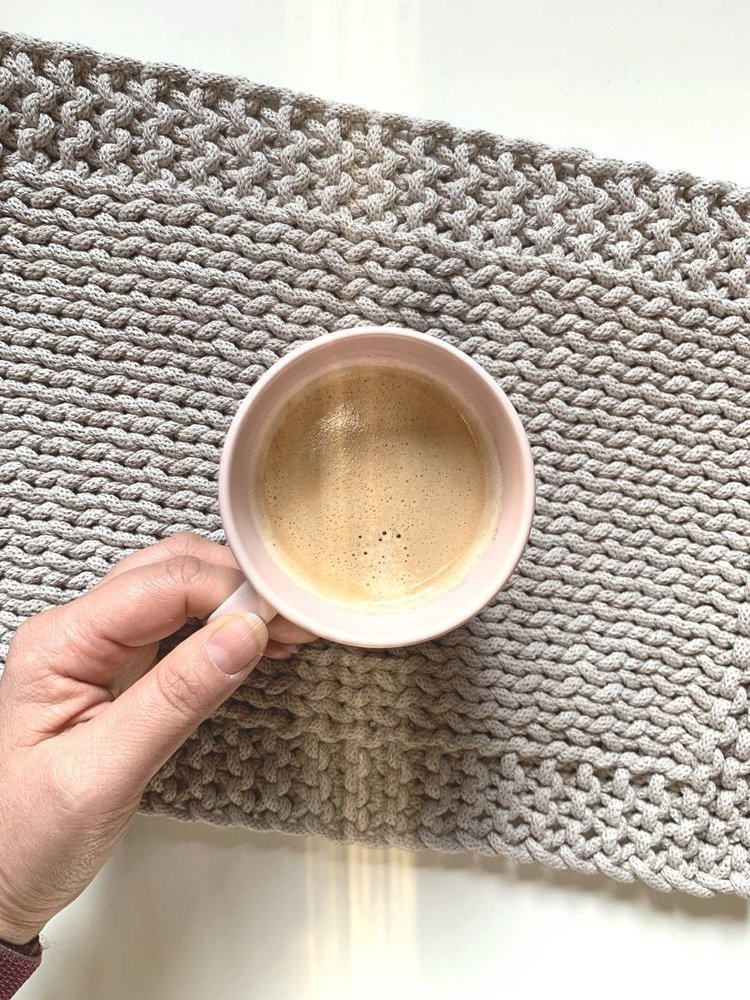 Dwie Podkładki pod talerz ze sznurka bawełnianego beżowe 30x40 cm