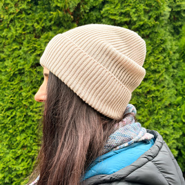 Beanie czapka z wełny merino VARELLA 100% Baby Merino 63 piaskowy