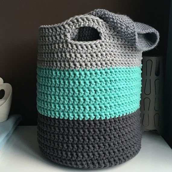 Kosz ze sznurka bawełnianego XXL Trzy Kolory 125-600-800 35x40 cm