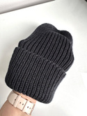 Czapka wywijana NANA 100% Baby Merino 21 Czarny