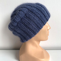 Ręcznie robiona czapka beanie MIRA 100% Merino plus moher i jedwab 13 dżins