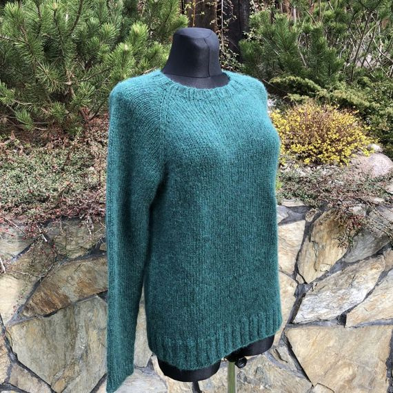 Ręcznie robiony Sweter AIR zielony leśny 19 handmade