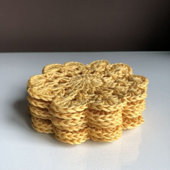 Urocze podkładki z bawełny - komplet 6 sztuk Żółty