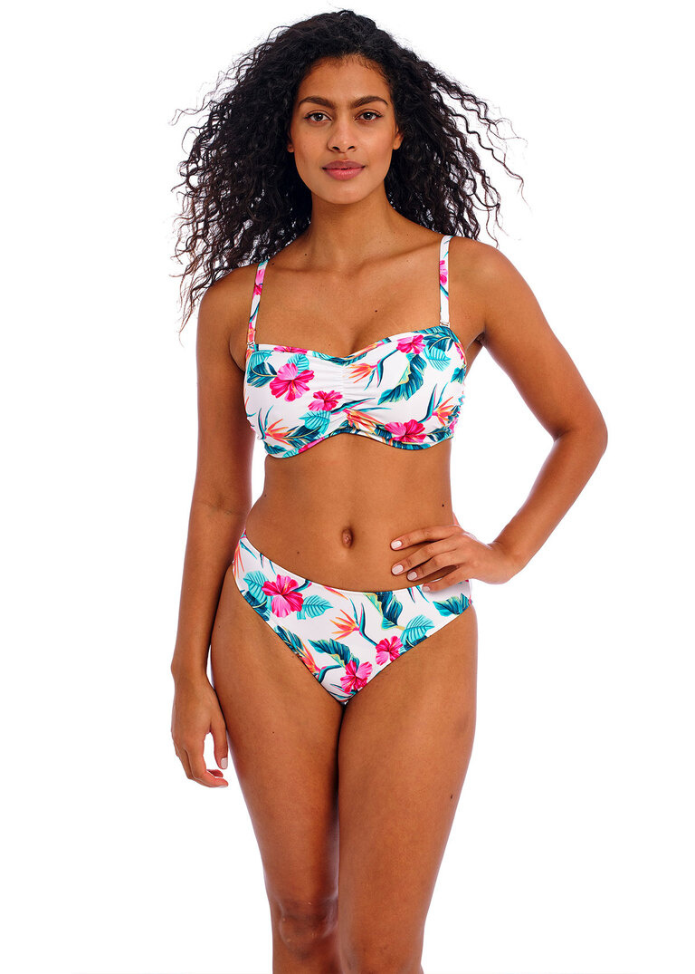 KOMPLET - Strój dwuczęściowy Freya PALM PARADISE White - wybierz fason i rozmiar (32FF, 32G, 36DD, 36G, 38GG)