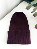 Czapka wywijana HELEN 100% Alpaka 9044 ciemne winogrona