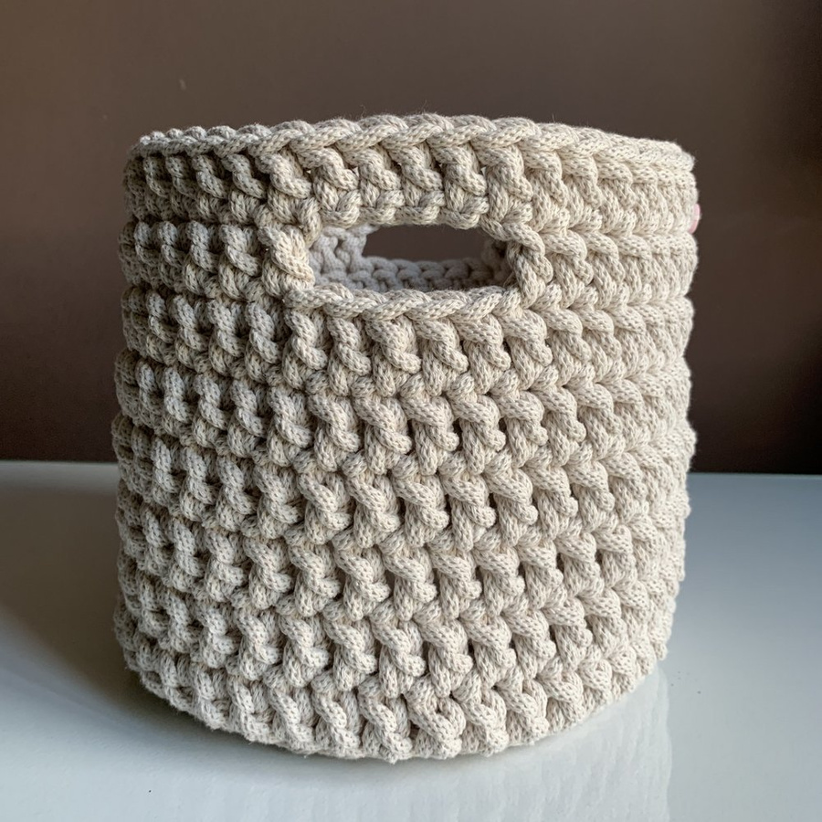 Kosz ze sznurka bawełnianego 20x20 cm Jasny Beż 725