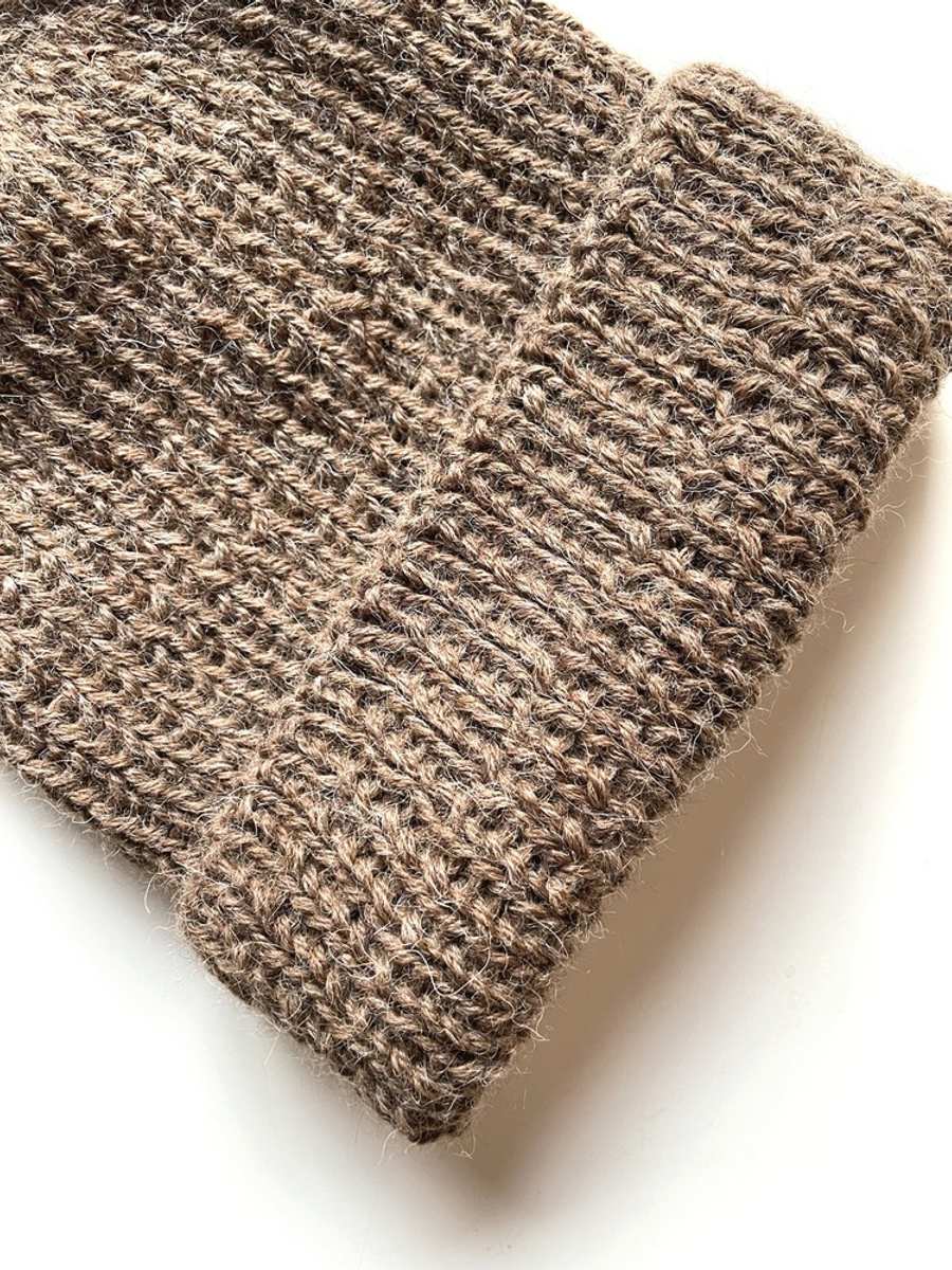 Czapka robiona na drutach KIARA 100% Alpaka 607 Brąz