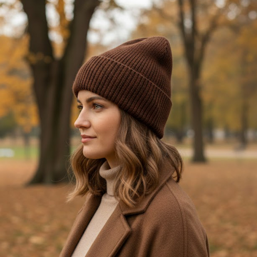 Czapka wywijana HELEN 100% Alpaka 9041 miedziany brąz