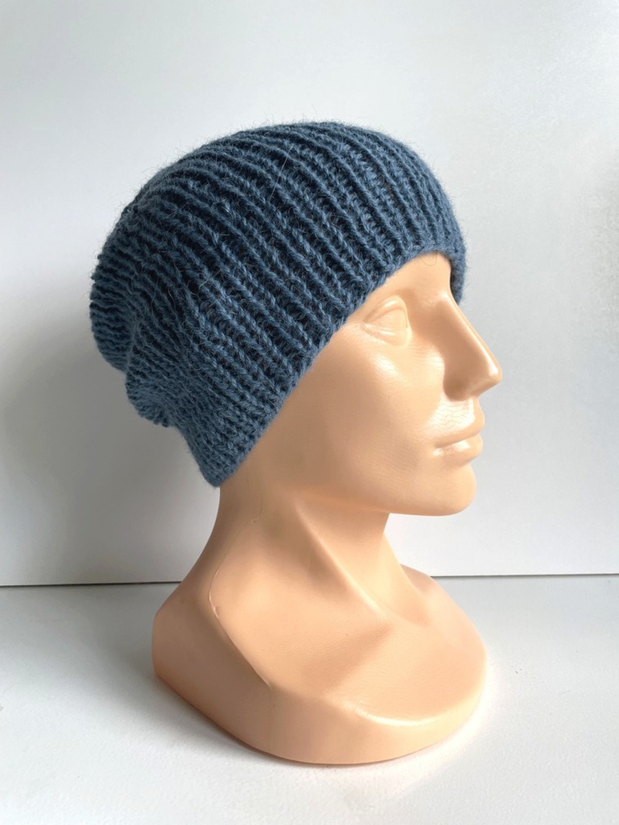 KIARA Beanie 100% Alpaca 6309 średni niebieski petrol