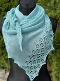 Chusta asymetryczna z ażurem Kaszmir, Jedwab, Alpaka Miętowa