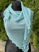 Chusta asymetryczna z ażurem Kaszmir, Jedwab, Alpaka Miętowa
