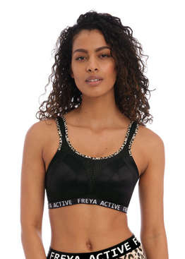 Bezfiszbinowy biustonosz sportowy Freya Active DYNAMIC AC4014PUK Non Wired Sports Bra Pure Leopard Black