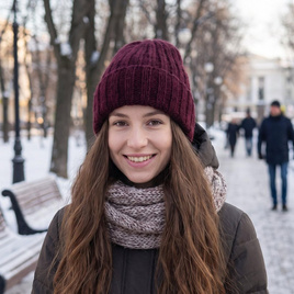Czapka wywijana zrobiona ręcznie LAURIN 100% Alpaka 9046 Dzikie Jagody