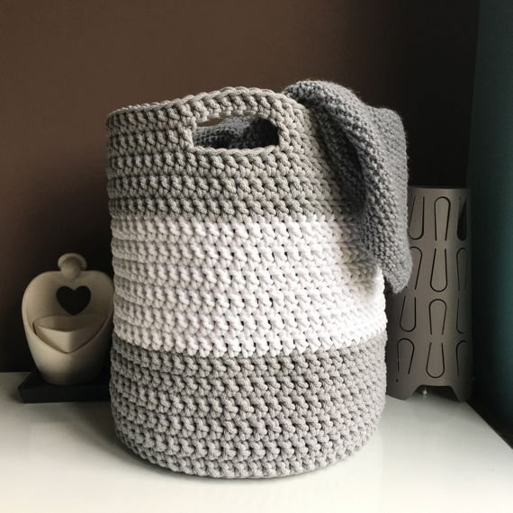 Kosz ze sznurka bawełnianego XL 35x30 cm