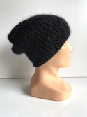 Handmade women's hat AUREA 100% Baby Merino plus mohair and silk 21/02 Black