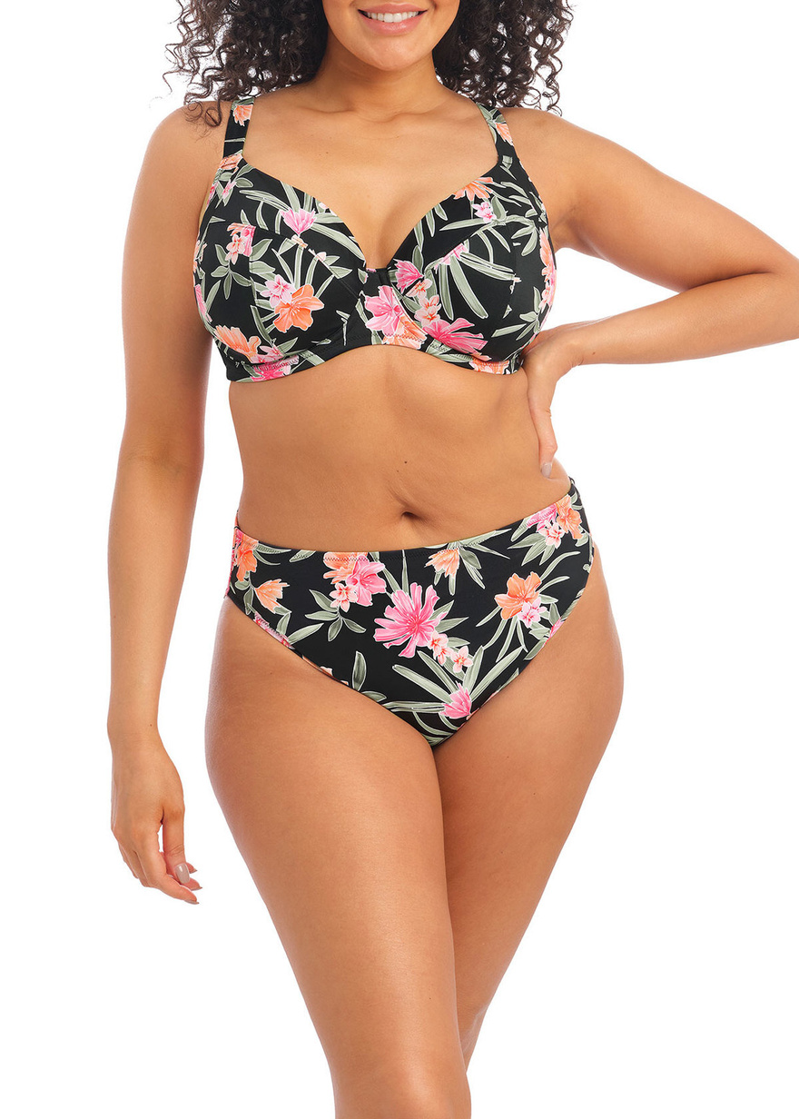 Figi kąpielowe Elomi Swim DARK TROPICS ES800172BLK Mid Rise Bikini Brief Black