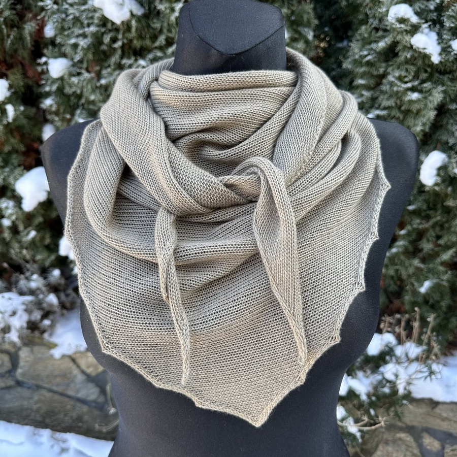 Chusta gładka, symetryczna, 100% Kaszmir Beż