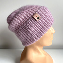  Ręcznie robiona czapka beanie AUREA 100% Baby Merino plus moher i jedwab 26/03 Jasny Stary Róż