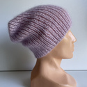 Handgemachte Damenmütze AUREA 100% Baby Merino plus Mohair und Seide 54/09 Puderrosa