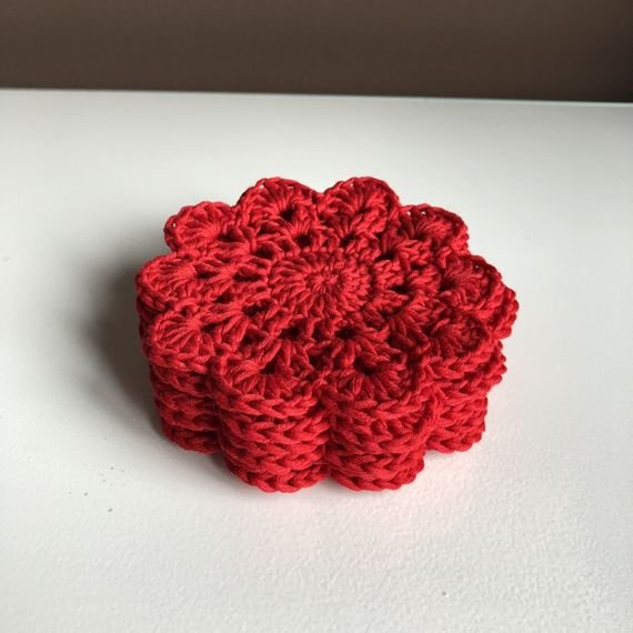 Urocze podkładki z bawełny - komplet 6 sztuk Czerwony