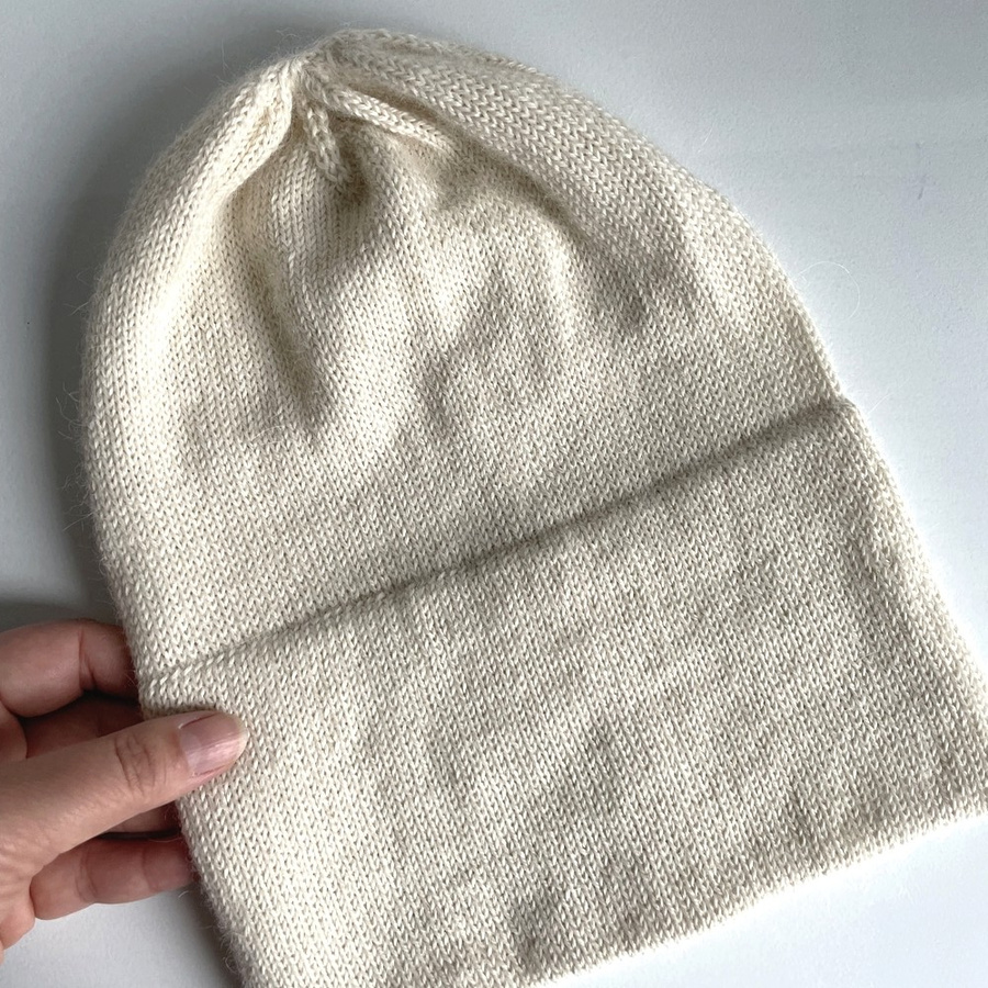 Czapka gładka podwójna SASHA 100% Alpaka 100 Ecru