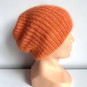 Handmade women's hat AUREA 100% baby merino plus mohair and silk 36/49 Orange
