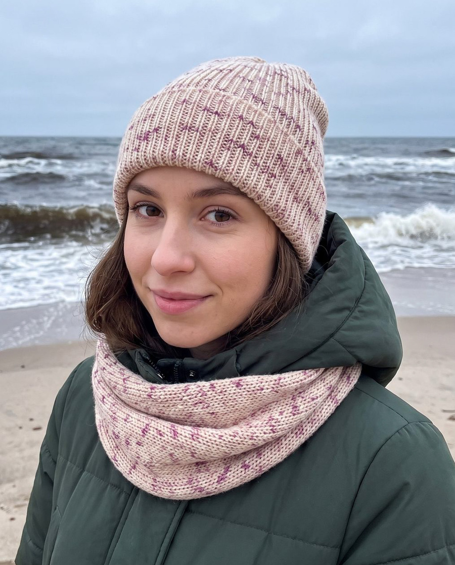 Beanie czapka z wełny merino VARELLA 100% Baby Merino Print 104 Senny Pył