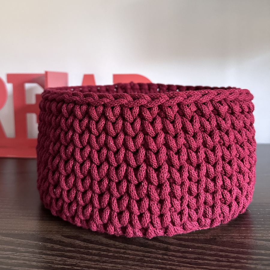 Ręcznie robiony Koszyk ze sznurka bawełnianego 20x12 cm