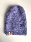 Handgemachte Damenmütze AUREA 100% Baby Merino plus Mohair und Seide 25/11 Lavendel