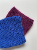 Handgemachte Damenmütze AUREA 100% Baby Merino plus Mohair und Seide 33/21 Leuchtendblau