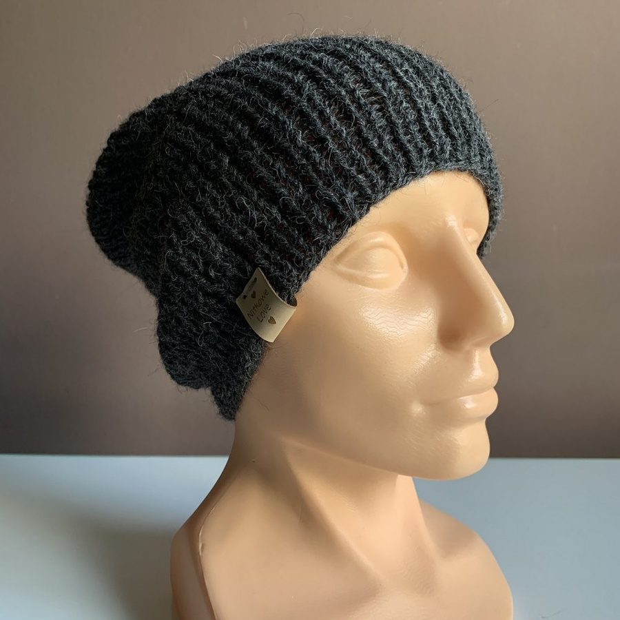KIARA Beanie 100% Alpaca 0506 Dark Grey