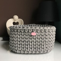 Koszyk ze sznurka bawełnianego szary 125 dno 20x20, wysokość 12 cm