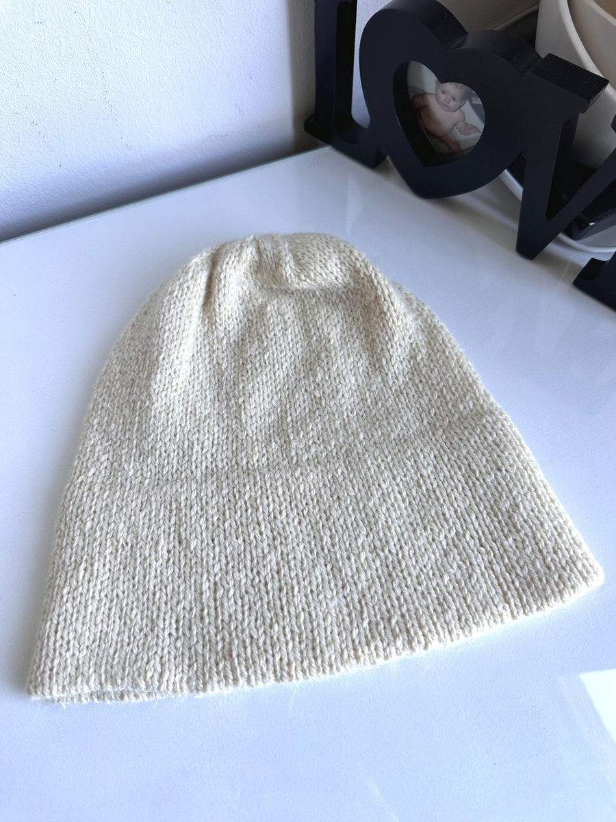 Ręcznie robiona Czapka hand made Tweed 01 Ecru