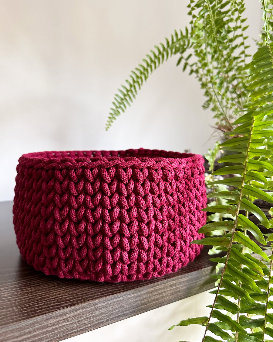 Ręcznie robiony Koszyk ze sznurka bawełnianego 20x12 cm