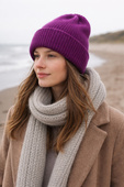 Czapka wywijana HELEN 100% Alpaka 9044 ciemne winogrona