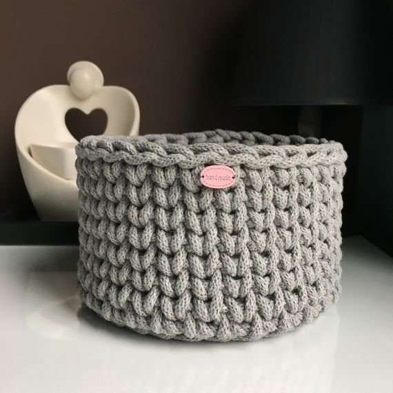 Ręcznie robiony Koszyk ze sznurka bawełnianego 20x12 cm