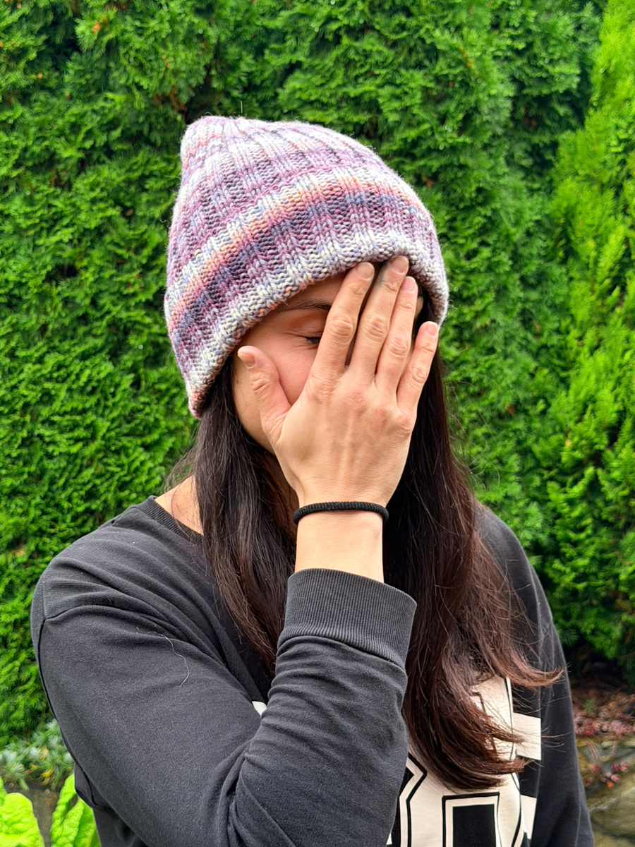 NELLI Handmade Merino Wool Beanie 15 Fioletowy Deszcz