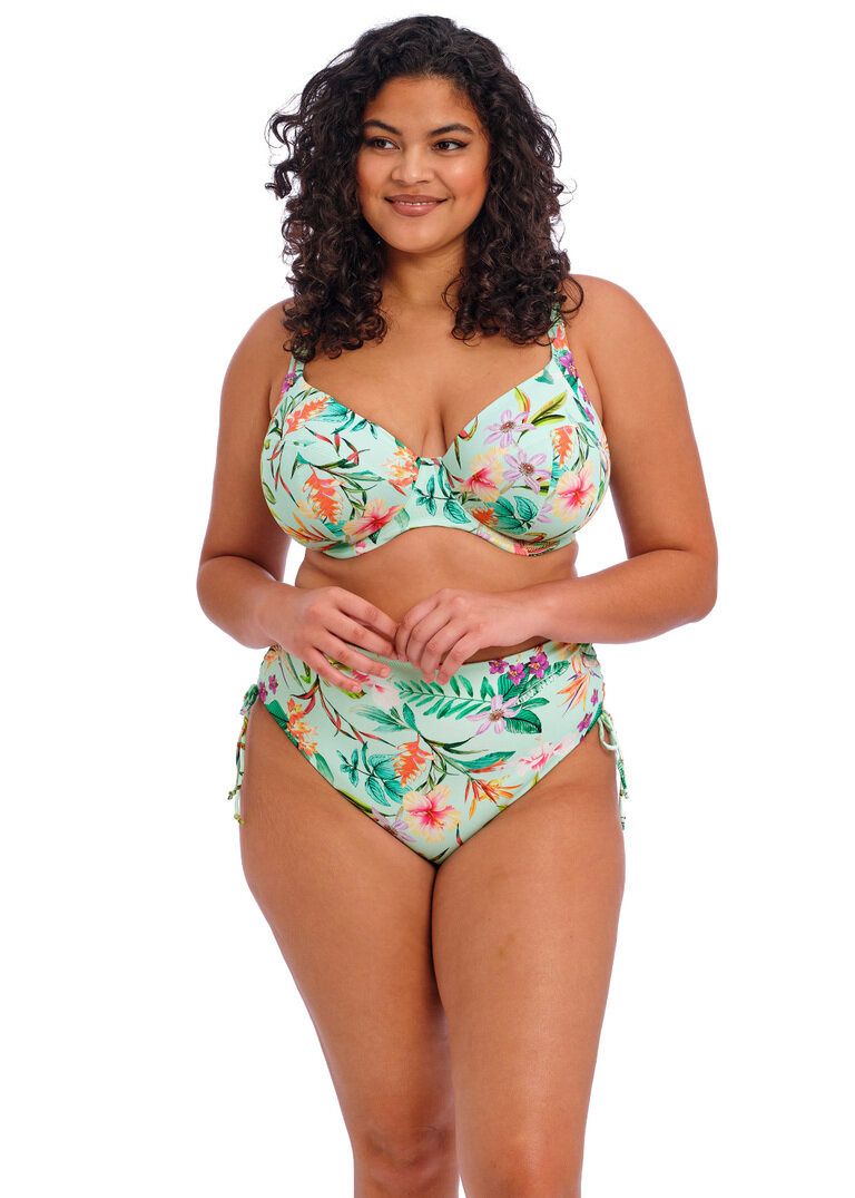 KOMPLET - Biustonosz kąpielowy i majtki Elomi Swim SUNSHINE COVE Aqua ES801802AQA Uw Plunge Bikini Top (36G, 36HH, 40J) + wybrane figi