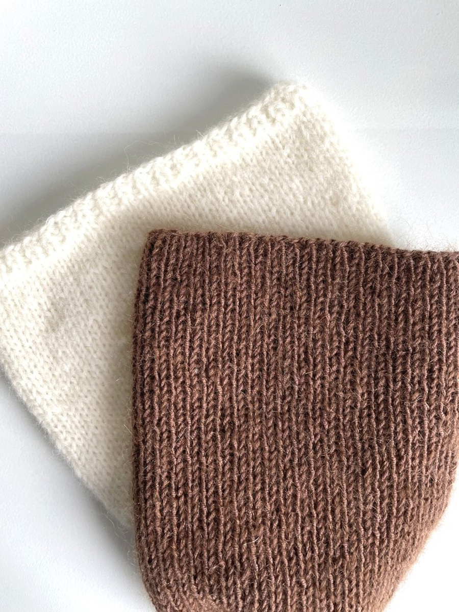 Handmade women's hat AUREA 100% baby merino plus mohair and silk 52/35 Milk chocolate