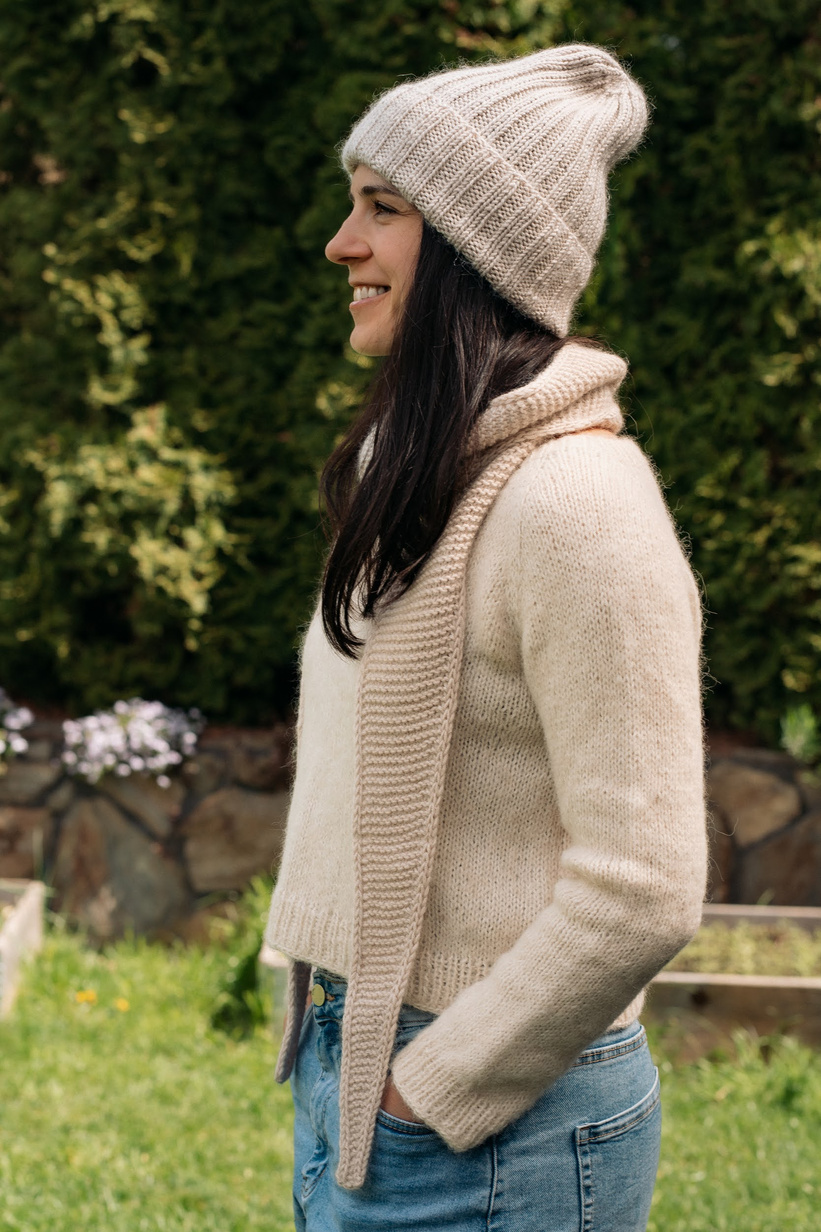 Wełniany szal 100% Merino plus moher i jedwab MIRA chusta Nitkowe Love 50/56 jasny beż