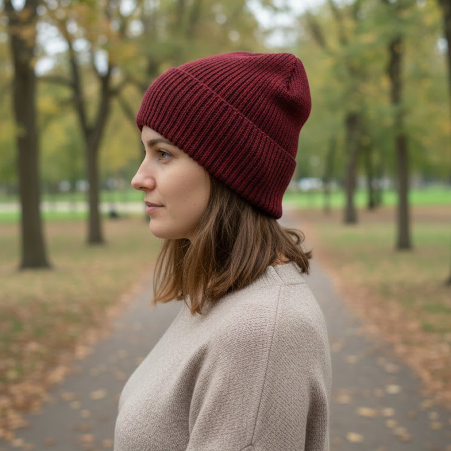 Czapka wywijana HELEN 100% Alpaka 9040 ostrokrzew