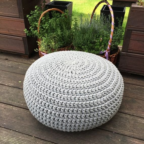 Pufa, puf ze sznurka bawełnianego szary 30x50 cm