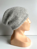 Ciepła czapka ręcznie robiona CHMURKA Alpaka 03 Perłowy Szary