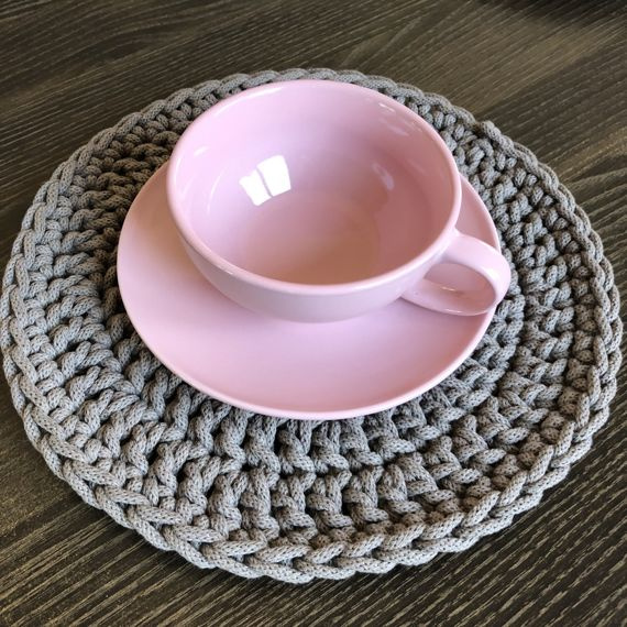 Sweterek, ocieplacz na świecę niebieskiPodkładka pod kubek ze sznurka bawełnianego 22 cm pomarańczowy