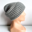 Ręcznie robiona czapka beanie AUREA G 100% Merynos plus moher i jedwab 940/4400  Szary Pył