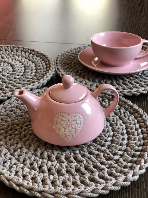 Sweterek, ocieplacz na świecę niebieskiPodkładka pod kubek ze sznurka bawełnianego 22 cm pomarańczowy