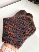 Handmade women's hat AUREA LE 100% baby merino plus mohair and silk Black with rainbow