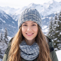 Wywijana czapka HELLI Print Merynos 20 zorza polarna