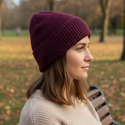 Czapka wywijana HELEN 100% Alpaka 9045 rubinowy
